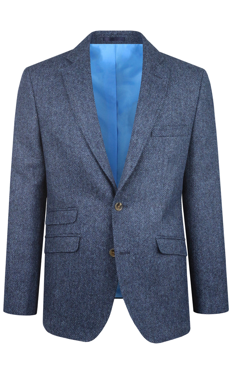 Men's blue herringbone clearance blazer